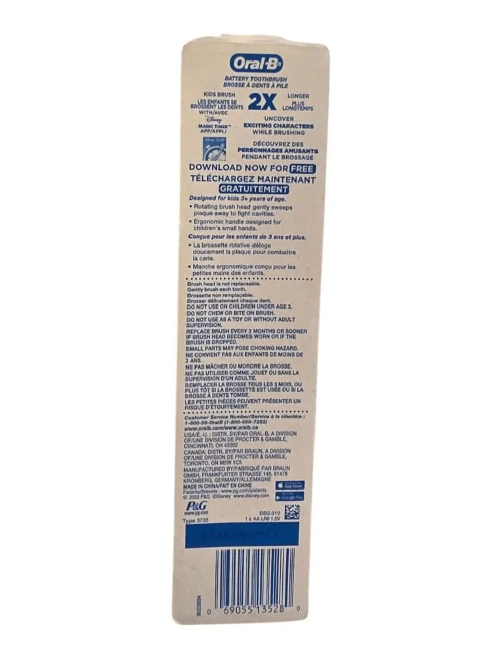 Oral-B Kids Disney Mickey Mouse Battery Powered Toothbrush Soft Bristles 3+ NIP